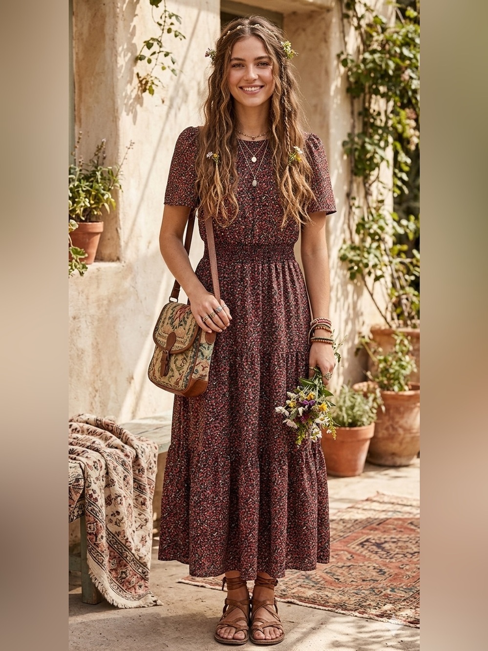PRETTYGARDEN FLORAL MAXI DRESS SIZE SMALL